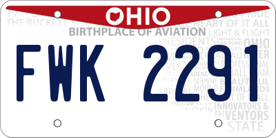 OH license plate FWK2291