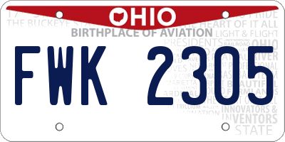 OH license plate FWK2305