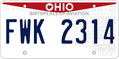 OH license plate FWK2314