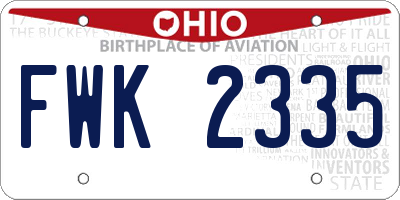 OH license plate FWK2335