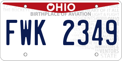 OH license plate FWK2349