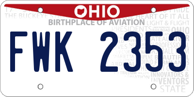 OH license plate FWK2353
