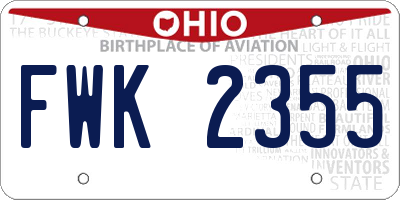 OH license plate FWK2355