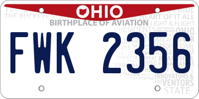 OH license plate FWK2356