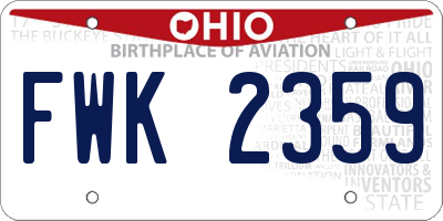 OH license plate FWK2359
