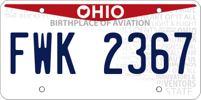 OH license plate FWK2367