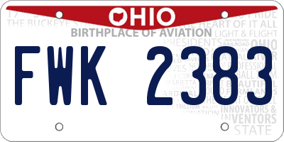OH license plate FWK2383