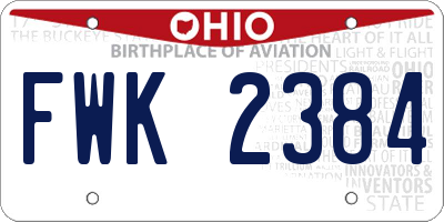 OH license plate FWK2384