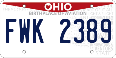 OH license plate FWK2389