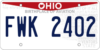 OH license plate FWK2402