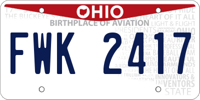 OH license plate FWK2417