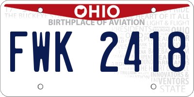 OH license plate FWK2418