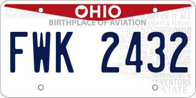 OH license plate FWK2432