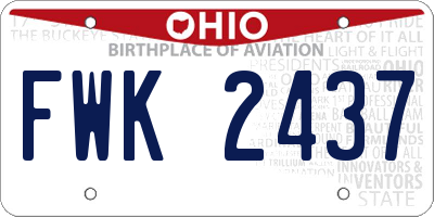 OH license plate FWK2437