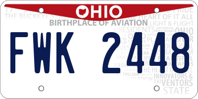OH license plate FWK2448