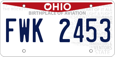OH license plate FWK2453
