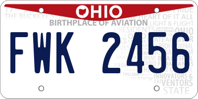 OH license plate FWK2456