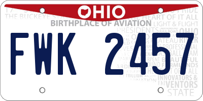 OH license plate FWK2457
