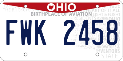 OH license plate FWK2458
