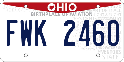 OH license plate FWK2460
