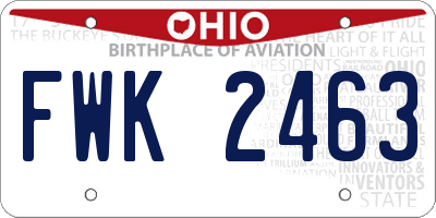 OH license plate FWK2463