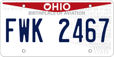 OH license plate FWK2467