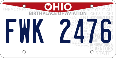 OH license plate FWK2476