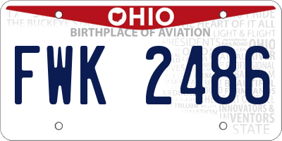 OH license plate FWK2486