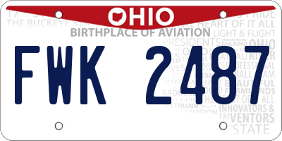 OH license plate FWK2487