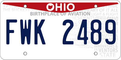 OH license plate FWK2489