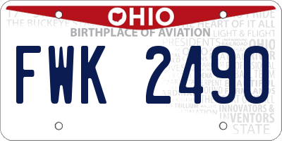 OH license plate FWK2490