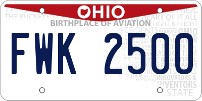 OH license plate FWK2500