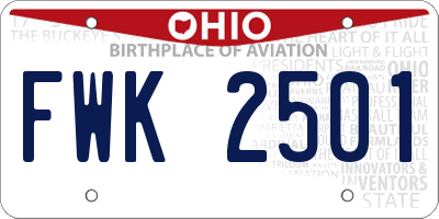 OH license plate FWK2501