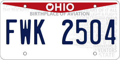 OH license plate FWK2504