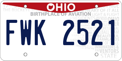 OH license plate FWK2521