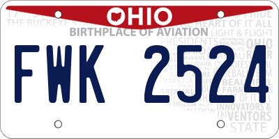 OH license plate FWK2524