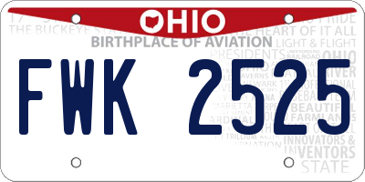 OH license plate FWK2525