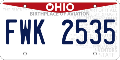 OH license plate FWK2535