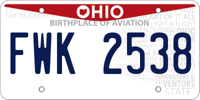 OH license plate FWK2538