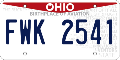OH license plate FWK2541