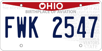 OH license plate FWK2547