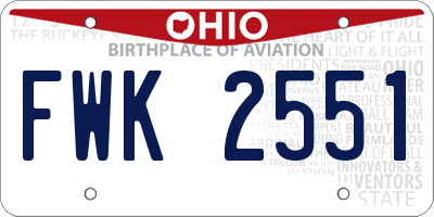 OH license plate FWK2551