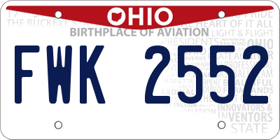 OH license plate FWK2552