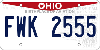 OH license plate FWK2555