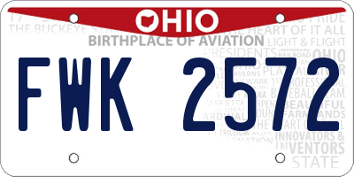 OH license plate FWK2572