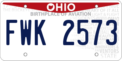 OH license plate FWK2573