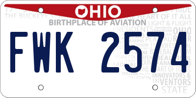 OH license plate FWK2574