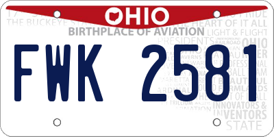 OH license plate FWK2581