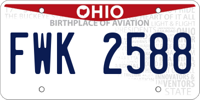 OH license plate FWK2588