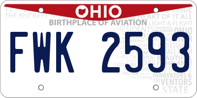 OH license plate FWK2593